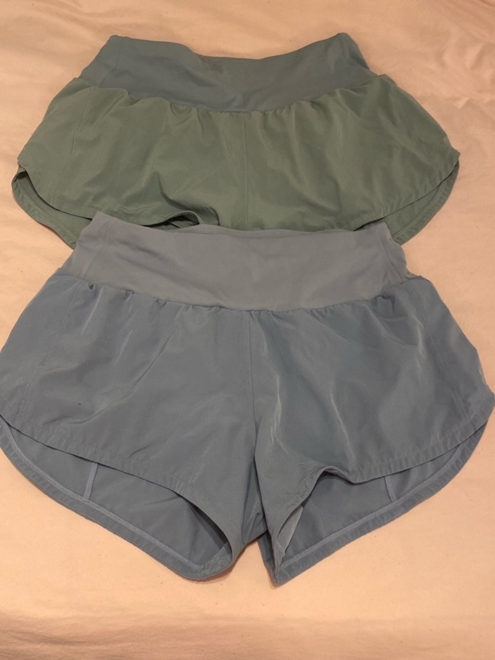 Women’s Dual-Pack Athletic Shorts in Sage Green and Dusty Blue